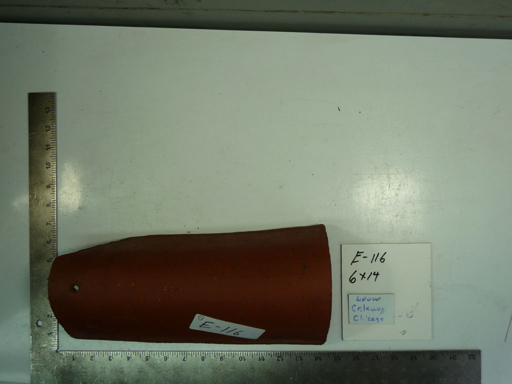 PRODUCT: E-116 > Ludowici Spanish Rolled Rake 6 x 14 Red Smooth  (Reclaimed) R/R