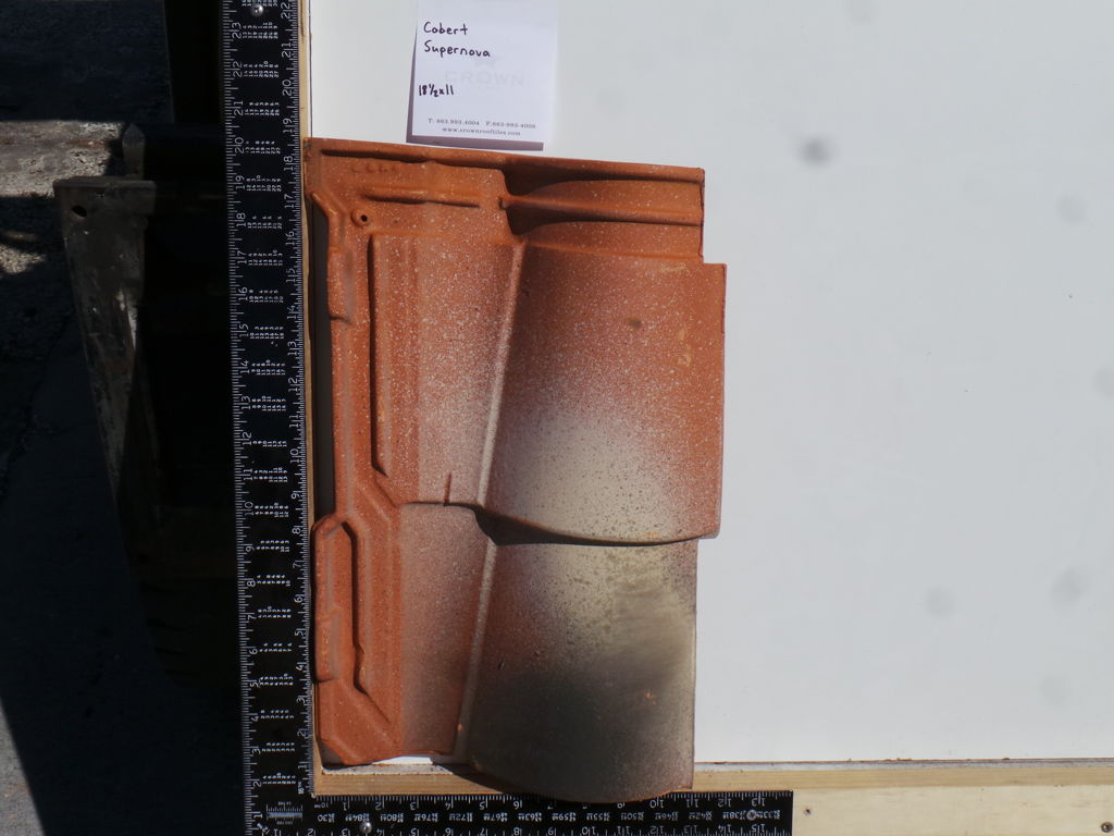 PRODUCT: FL-151 > Clay Cobert 18 ½ x 11 Spanish Supernova Red Blend White/Black Flash Smooth (Reclaimed) S Tile