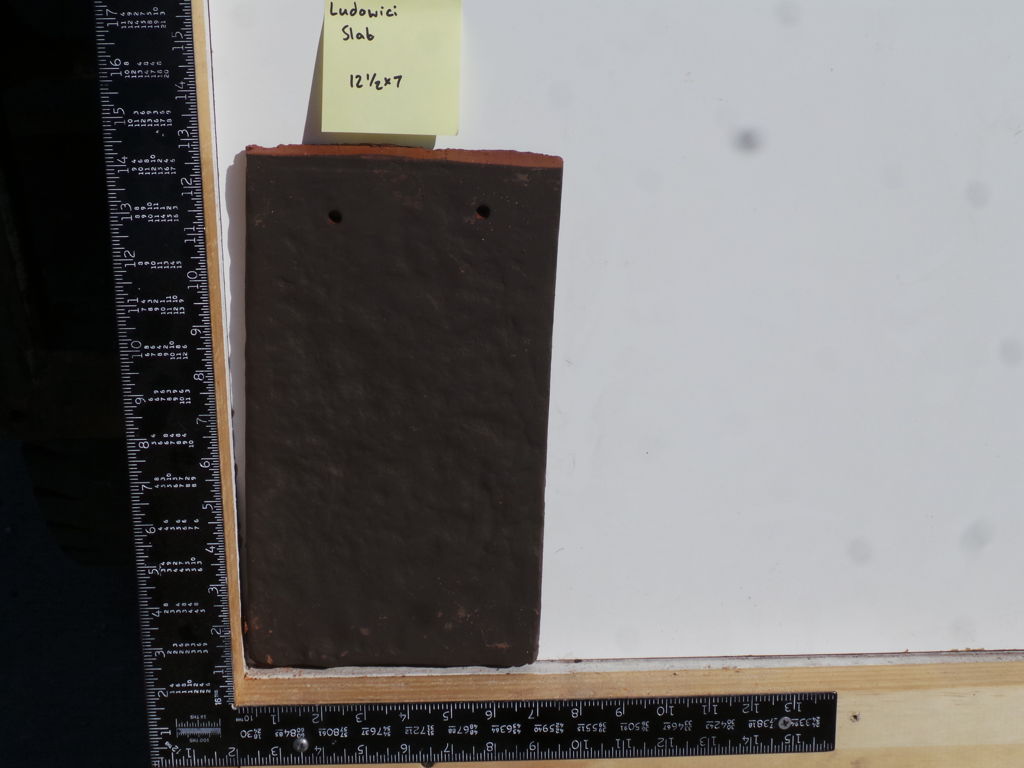 PRODUCT: FL-174 > Clay Ludowici Brittany  Slab 12 x 7  Dark Red Textured (Reclaimed) Shingle